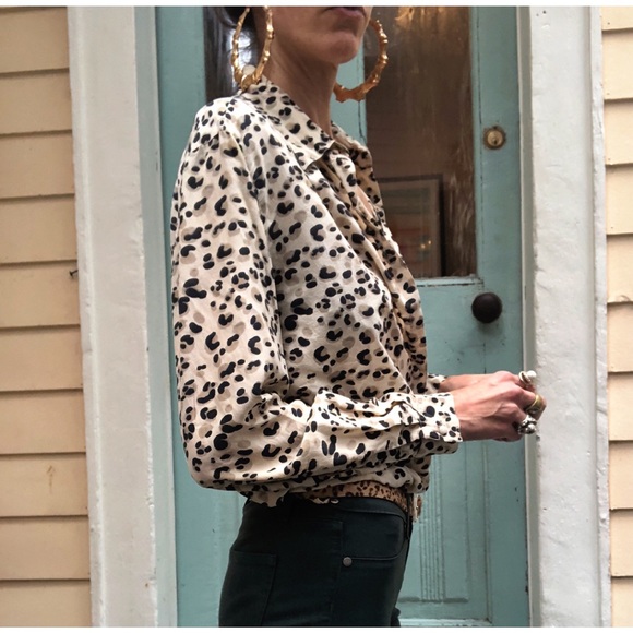 Vintage snow leopard silk blouse - Picture 4 of 6